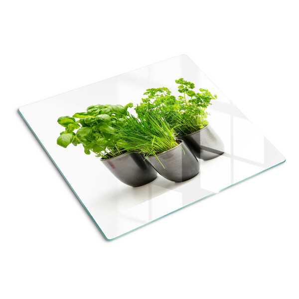 Glass kitchen board Herbs in pots