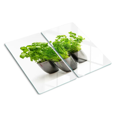 Glass kitchen board Herbs in pots