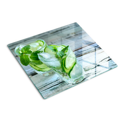 Glass chopping board Mint and cucumber cocktails
