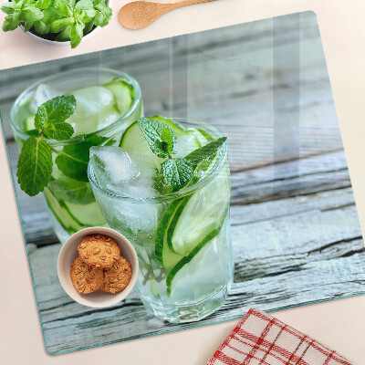 Glass chopping board Mint and cucumber cocktails
