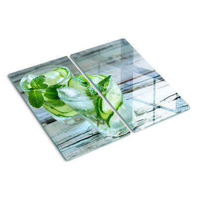 Glass chopping board Mint and cucumber cocktails