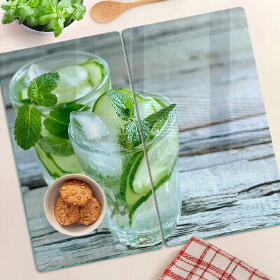 Glass chopping board Mint and cucumber cocktails