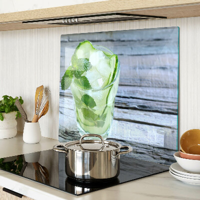 Glass chopping board Refreshing cocktail with mint