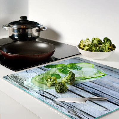 Glass chopping board Refreshing cocktail with mint