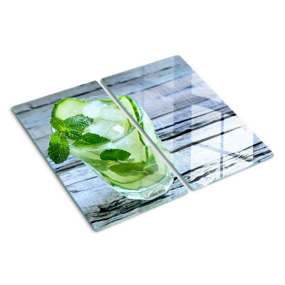 Glass chopping board Refreshing cocktail with mint