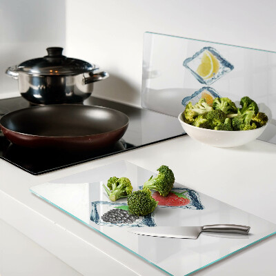 Glass chopping board Fruit in ice
