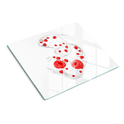 Glass kitchen board Raspberry bubbles in water