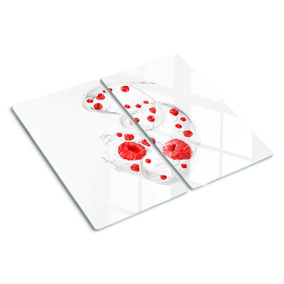 Glass kitchen board Raspberry bubbles in water