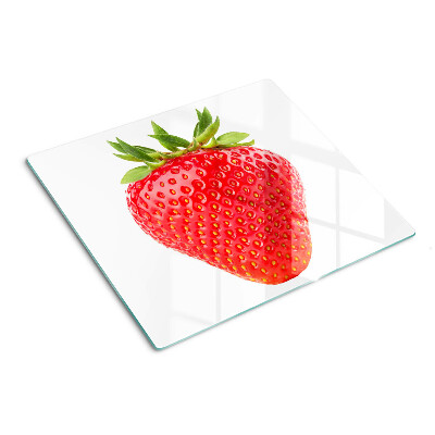Glass chopping board Strawberry on white background