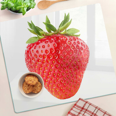 Glass chopping board Strawberry on white background