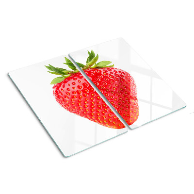 Glass chopping board Strawberry on white background