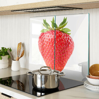 Glass chopping board Strawberry on white background