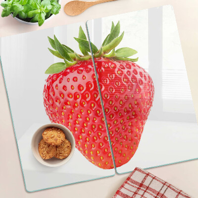Glass chopping board Strawberry on white background