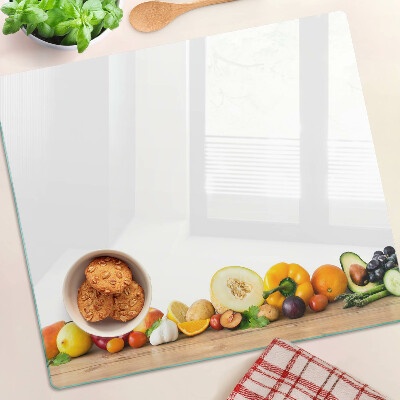 Glass chopping board Fruit on a board