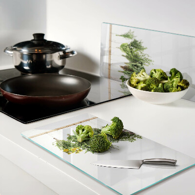 Glass kitchen board Dried herbs on a string