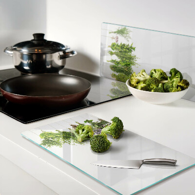 Glass kitchen board Herbs in hanging pots
