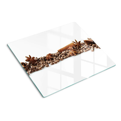 Glass chopping board Spices and coffee beans