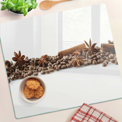Glass chopping board Spices and coffee beans