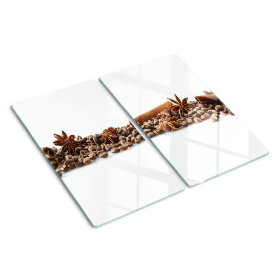 Glass chopping board Spices and coffee beans
