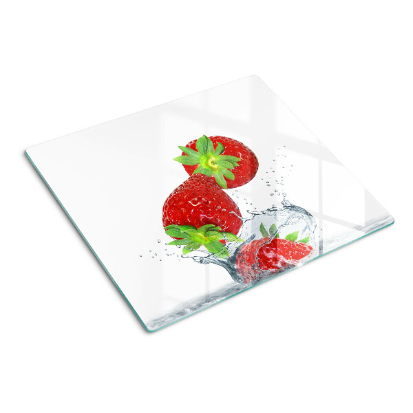 Glass kitchen board Strawberries in water