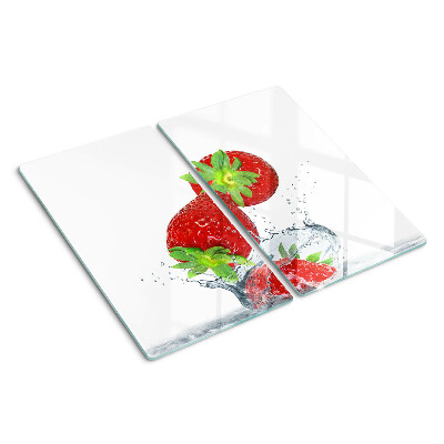 Glass kitchen board Strawberries in water