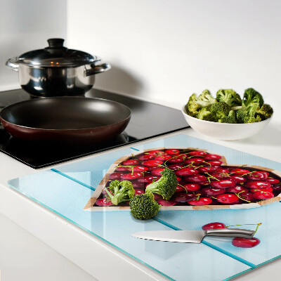 Glass chopping board Cherries in the heart