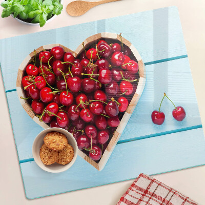 Glass chopping board Cherries in the heart