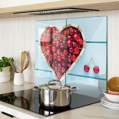 Glass chopping board Cherries in the heart