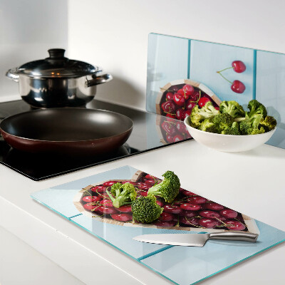 Glass chopping board Cherries in the heart