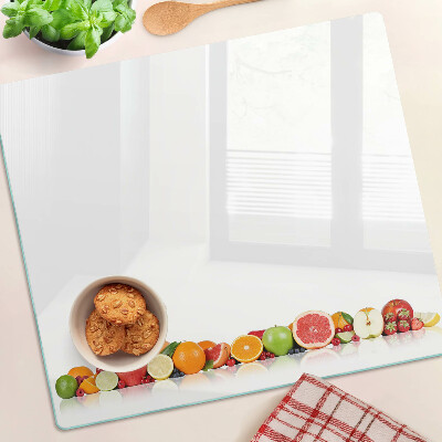 Glass chopping board Citrus fruits in pastel colors