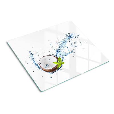 Glass kitchen board Coconut with water and mint