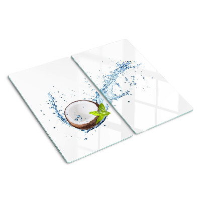Glass kitchen board Coconut with water and mint