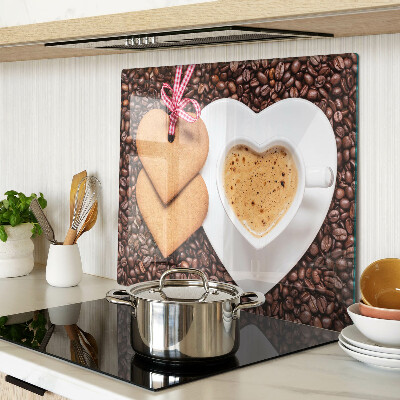 Glass chopping board Coffee with a heart and cookies