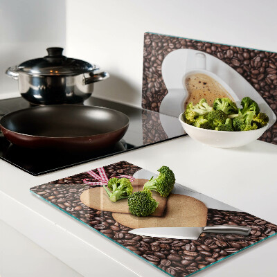 Glass chopping board Coffee with a heart and cookies