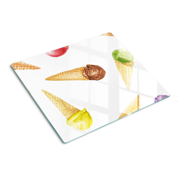 Glass kitchen board Ice cream in a waffle cone