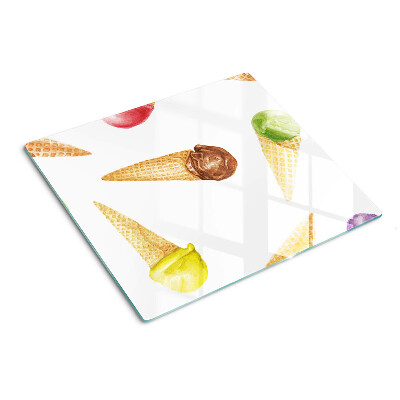 Glass kitchen board Ice cream in a waffle cone