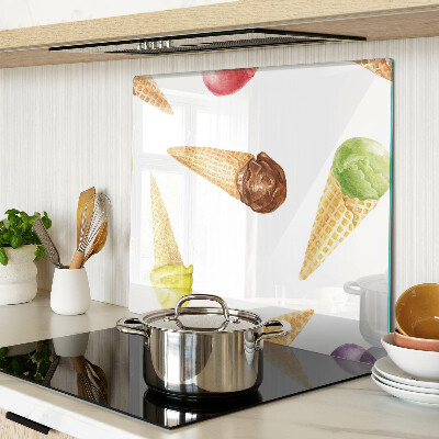 Glass kitchen board Ice cream in a waffle cone