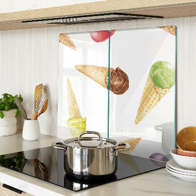 Glass kitchen board Ice cream in a waffle cone