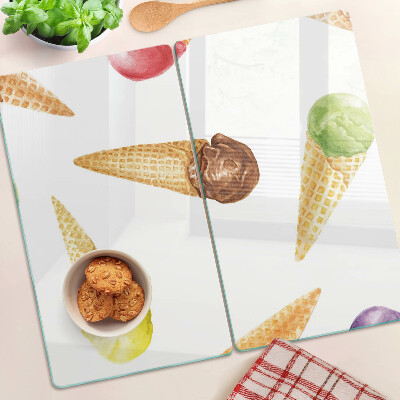 Glass kitchen board Ice cream in a waffle cone