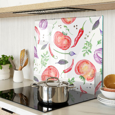 Glass chopping board Vegetable accents in watercolor