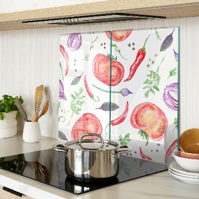 Glass chopping board Vegetable accents in watercolor