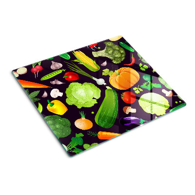 Glass chopping board Vegetables and herbs