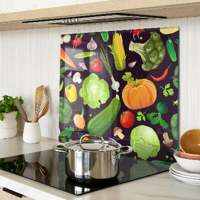 Glass chopping board Vegetables and herbs