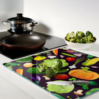 Glass chopping board Vegetables and herbs