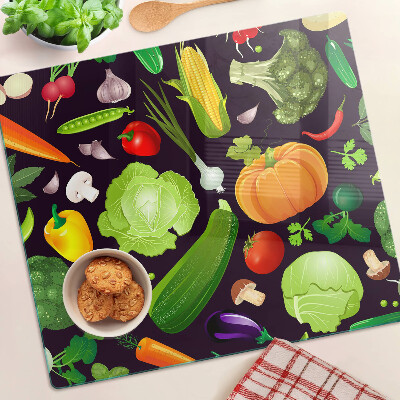 Glass chopping board Vegetables and herbs