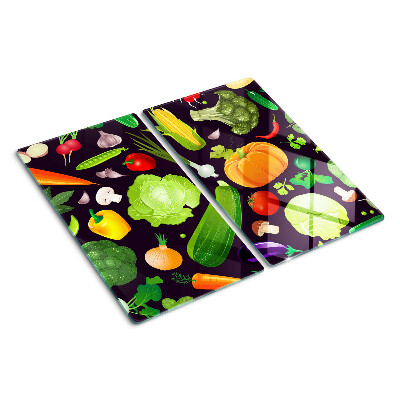 Glass chopping board Vegetables and herbs
