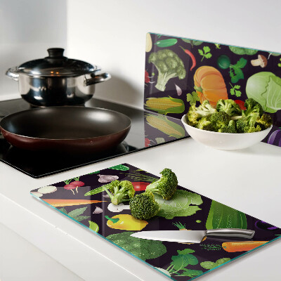 Glass chopping board Vegetables and herbs