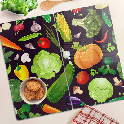 Glass chopping board Vegetables and herbs