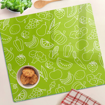 Glass chopping board Fruit and vegetable theme