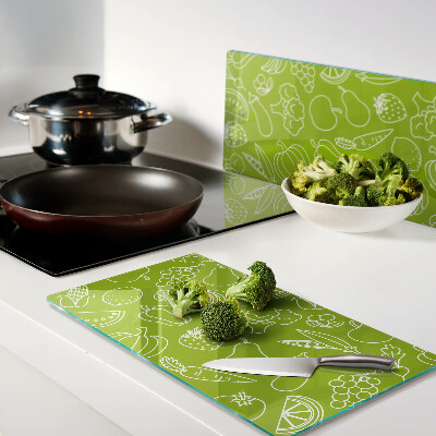 Glass chopping board Fruit and vegetable theme